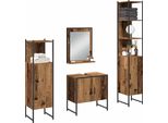 Vidaxl Set Di Mobili Da Bagno Con Contenitore 4 Pezzi Marrone 33 X 33 X 185,5 Cm