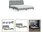 The Living Store Struttura Letto Con Tessuto Led Grigio Chiaro 180X200 Cm