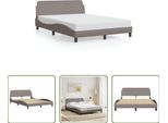 The Living Store Struttura Letto Con Testiera In Tessuto Taupe 140X190 Cm
