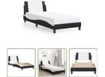 The Living Store Struttura Letto Con Testiera Bianca E Nera 90X200 Cm In Ecopelle