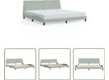 The Living Store Struttura Letto Con Testiera In Velluto Grigio Chiaro 200X200 Cm
