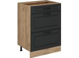 Vicco Mobiletto Base Per Cucina R-Line, 60 Cm Con Cassetti, Senza Piano Di Lavoro, Antracite Casa Di Campagna/Quercia Dorata