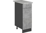 Vicco Mobiletto Base Per Cucina R-Line, 30 Cm Pl Marmo, Calcestruzzo/Antracite