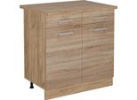 Vicco Mobiletto Base Per Cucina R-Line, 80 Cm , Pl Rovere, Sonoma/Quercia Dorata