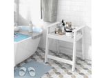 Costway 58X52X61,5 Cm Sgabello Da Doccia Impermeabile Hdpe, Panca Da Bagno Sgabello Da Bagno Con Ripiano E Doppie Maniglie, Panca Da Doccia Caricabile Fino A 150 Kg, Bianco