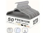 50 Pezzi Appendiabiti Salvaspazio Con Rivestimento In Velluto Antiscivolo - Appendiabiti Premium Con Portacravatte, Ruotabile A 360°, Grigio Argento
