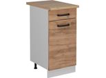 Vicco Mobiletto Base Per Cucina R-Line, 40 Cm Pl Rovere, Quercia Dorata/Bianco