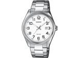 Quarzuhr, Silber (Silberfarben, Schwarz), Casio Timeless Collection, Armbanduhren, Damen, Quarzuhr, Armbanduhr, Herrenuhr, Damenuhr, Analog, Datum, Edelstahlarmband