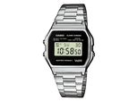 Chronograph Casio Vintage, Silber (Silberfarben, Schwarz), Armbanduhren, Damen, Chronograph, Quarzuhr, Armbanduhr, Damenuhr, Herrenuhr, Digitaluhr,Edelstahlarmband
