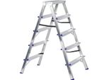 Scaletta Domestica Doppia In Alluminio, 2 X 5 Gradini, Argento (1 Pezzo)