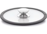 Coperchio In Vetro Con Bordo In Silicone Nero 20 Cm, Vetro, Trasparente