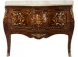 Casa Padrino Cassettiera Barocca Intarsiata Marrone Con Piano In Marmo 100Cm Mod2