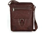 Spikes & Sparrow Pelle Borsa A Tracolla Borsa Per Tablet Bronco Crossover Dark Brown Marrone Scuro