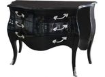 Casa Padrino Cassettone Barocco Nero Lucido 122 Cm Con Applicazioni In Metallo Argentato - Stile Antico