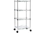 Ripiano In Vetro Luna 4 Livelli Con Rotelle 40 X 30 X 89 Cm