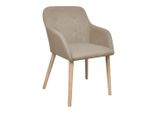 Vidaxl Sedie Da Pranzo 4 Pz. Tessuto Beige E Legno Massiccio Di Quercia