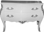 Casa Padrino Cassettiera Barocca Bianca 120 Cm Con Applicazioni In Metallo Argento