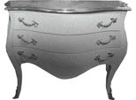 Casa Padrino Cassettiera Barocca Bianca / Glitter Look 120 Cm Con Piano D'argento