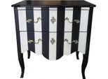 Casa Padrino Cassettone Barocco Nero / Bianco A Righe / Colori Legno Con Applicazioni Oro 80 Cm - Mobile Con 2 Cassetti