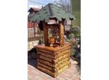 Casa Padrino Fontana Da Giardino Rustica Con Bailer Mod G2 - Rovere Massiccio - Fontana Da Giardino In Vero Legno Massiccio