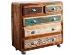 MASSIVMOEBEL24 | Freezy #36 Comò In Legno Riciclato - Laccato / Multicolore 90X40X90