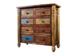 MASSIVMOEBEL24 | Fable #09 Cassettiera In Legno Riciclato - Laccato / Multicolore 80X42X85