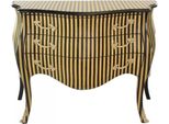 Casa Padrino Cassettone Barocco A Righe Crema/Nero - Realizzato A Mano In Legno Massiccio - Edizione Limitata