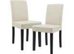 Sedia Da Pranzo 'Hamburg' Set Di 2 Sedie Imbottite In Ecopelle Gambe In Legno Crema