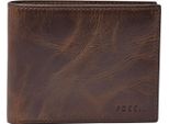 Fossil Portafoglio Derrick Bifold With Flip Id Dark Brown Marrone
