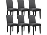 Sedia Da Pranzo 'Hamburg' Set Di 6 Sedie Imbottite In Ecopelle Gambe In Legno Grigio Scuro
