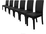 Sedia Da Pranzo 'Hamburg' Set Di 6 Sedie Imbottite In Ecopelle Gambe In Legno Nero