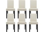 Sedia Da Pranzo 'Hamburg' Set Di 6 Sedie Imbottite In Ecopelle Gambe In Legno Crema