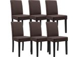 Sedia Da Pranzo 'Hamburg' Set Di 6 Sedie Imbottite In Ecopelle Gambe In Legno Marrone