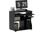 Homcom Scrivania Per Computer Scrivania Con Rotelle Scrivania Per Ufficio Con Vassoio Per Tastiera, Ripiano, Tavolo Per Pc Nero 80 X 48 X 75 Cm