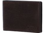 Fossil Pelle Portafoglio Derrick Money Clip Bifold Dark Brown Marrone