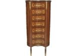 Casa Padrino Cassettiera Barocca In Mogano Intarsiato/Oro Con 7 Cassetti Ovale - Stile Antico
