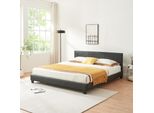 Letto Matrimoniale Imbottito 'Albacete' 160X200Cm Struttura Letto Rete A Doghe Nero