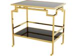 Casa Padrino Carrello Bar Carrello Di Servizio In Acciaio Inox Oro / Vetro Nero - Arredamento Per Hotel E Ristoranti - Tavolo Di Servizio
