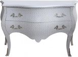 Casa Padrino Cassettone Barocco Bianco / Glitter Look 130 Cm Mod3 - Mobile Credenza - Edizione Limitata
