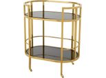 Casa Padrino Carrello Bar Carrello Di Servizio In Acciaio Inox Oro / Vetro Nero - Mobili Per Hotel E Ristoranti
