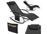 Sobuy OGS28-SCH Lettino Da Giardino Sdraio Resistente Alle Intemperie Sedia A Dondolo Con Cuscino Lettino Relax Lettino A Dondolo Lettino Da Spiaggia Fino A 150 Kg Nero