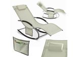 Sobuy OGS28-MI Lettino Da Giardino Sdraio Resistente Alle Intemperie Sedia A Dondolo Con Cuscino Lettino Relax Lettino A Dondolo Lettino Da Spiaggia Fino A 150 Kg Beige