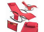 Sobuy OGS28-R Sedia A Sdraio Da Giardino Resistente Alle Intemperie Sedia A Dondolo Con Cuscino Sedia A Sdraio Relax Sedia A Dondolo Da Spiaggia Outdoor Fino A 150 Kg Rosso