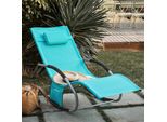 Sobuy OGS28-HB Lettino Da Giardino Lettino Da Giardino Resistente Alle Intemperie Sedia A Dondolo Con Cuscino Lettino Relax Lettino A Dondolo Lettino Da Spiaggia Fino A 150 Kg Turchese