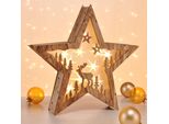 Stella Di Natale A Led In Legno 30 Cm - Renna - Decorazione Da Tavolo Bianco Caldo Illuminata - Stella Di Natale Dell'avvento Invernale Decorazione Da Tavolo Illuminazione A Batteria