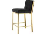Casa Padrino Sgabello Nero/Oro 43 X 54 X H. 91 Cm - Sgabello Di Design In Acciaio Inox Con Tessuto In Velluto - Mobili Da Bar