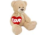 Brubaker Orsetto Xxl 100 Cm Con Cuore "Love"" E Fiocco - Peluche Grande, Beige"