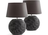 Set Di 2 Lampade Da Tavolo Brubaker Lampade Da Comodino Grigio Antracite, Piedini In Ceramica Con Finitura Opaca Bicolore - Altezza 38 Cm
