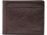 Fossil Pelle Portacarte Neel Bifold With Flip Id Brown Marrone