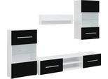 Vidaxl Mobile Tv A Parete A Cinque Pezzi Con Illuminazione A Led Nero